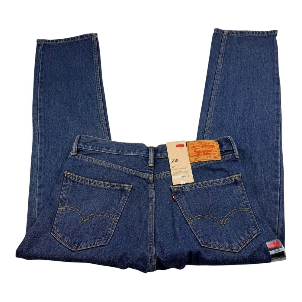 Levis 505 Regular Fit Straight Leg Jeans Mens 31x30 Dark Wash Blue NWT 005054886 - Picture 2 of 7